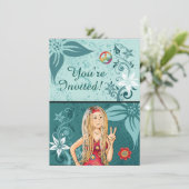 Blond Peace Hippie Girl Invitation Anniversaire (Debout devant)