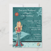 Blond Peace Hippie Girl Invitation Anniversaire (Dos)