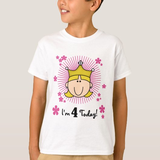 Blond Princess 4th Birthday Tshirts et cadeaux (Devant)