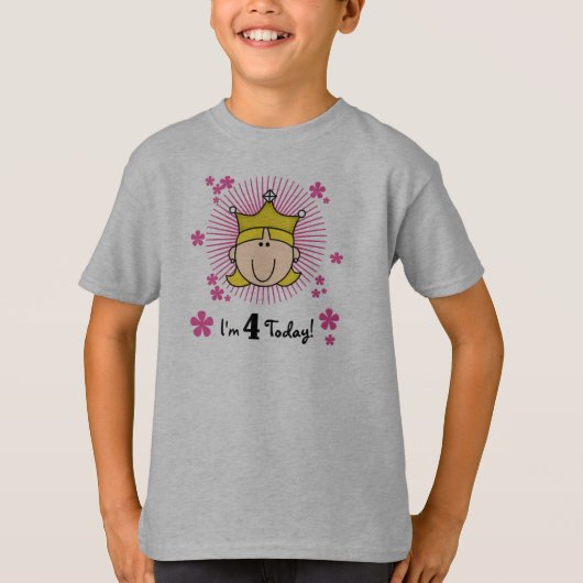 Blond Princess 4th Birthday Tshirts et cadeaux (Devant)