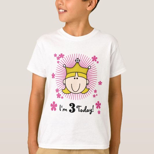 Blond Prinses 3e Verjaardag Tshirts & Cadeaus (Voorkant)