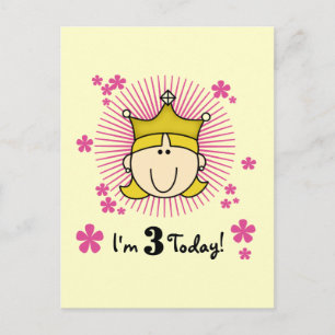 Blond Prinses 3e Verjaardag Tshirts & Cadeaus Briefkaart