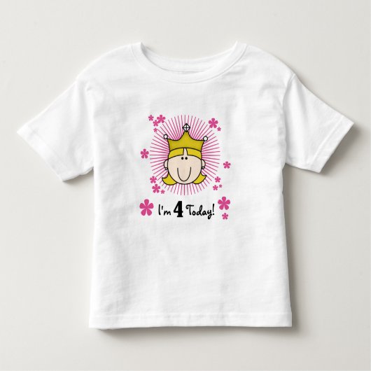 Blond Prinses 4e Verjaardag Tshirts en geschenken (Voorkant)