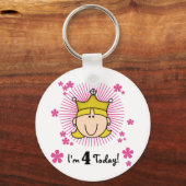 Blond Prinses 4e Verjaardag Tshirts en geschenken Sleutelhanger (Voorkant)