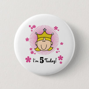 Blond prinses 5th Birthday Ronde Button 5,7 Cm