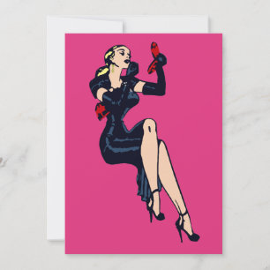  Blond Retro Glamor Girl Bachelorette Party Kaart