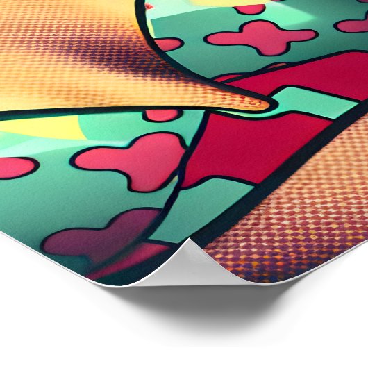  blond retro vrouw en surfer man poster (Hoek)