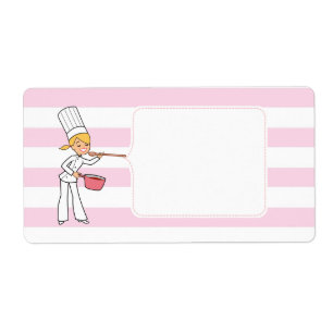 Blond Schattige Cartoon Chef Jar Label