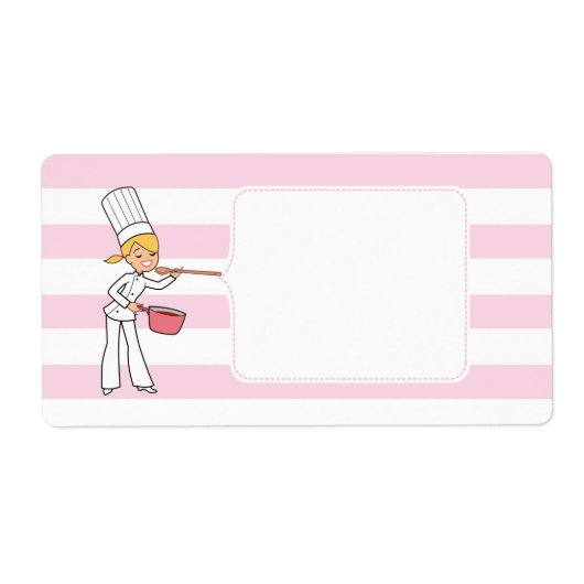 Blond Schattige Cartoon Chef Jar Label (Voorkant)