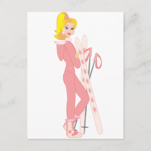 Blond Skier Briefkaart