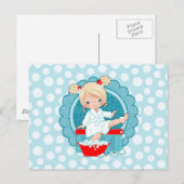 Blond Spa Meisje Bubbles Turquoise Rood Wit Briefkaart (Voorkant / Achterkant)