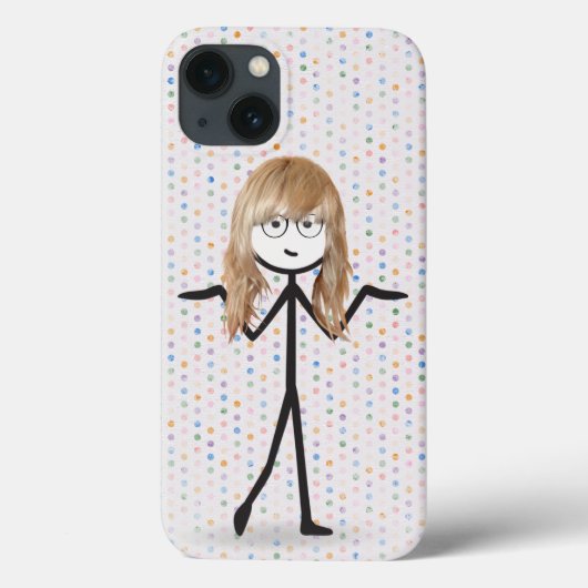 Blond Stick Girl op Polka Dots Case-Mate iPhone Case (Achterkant)