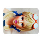 Blond Tiener Lady Head Vaas Zonnebril Pigtails Magneet (Horizontaal)