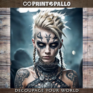 Blond Viking Warrior Vrouw met runen - Tissuepapier