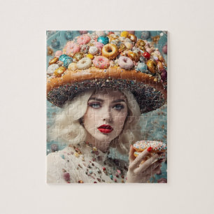 Blond vrouw op planeet donuts fantasie legpuzzel
