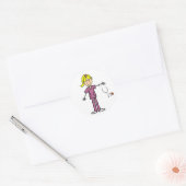 Blond Vrouw Ronde Sticker (Envelop)