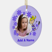 Blond Vrouw Stick Figuur Gymnast Ornament (Rechts)