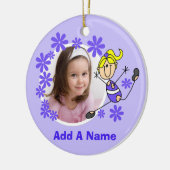 Blond Vrouw Stick Figuur Gymnast Ornament (Links)