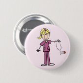 Blond Vrouw sticker Afbeelding Verpleegbare T-shir Ronde Button 5,7 Cm (Voorkant /achterkant)