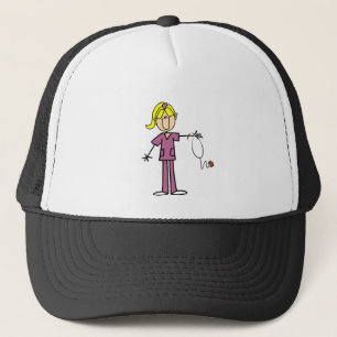 Blond Vrouw sticker Afbeelding Verpleegbare T-shir Trucker Pet