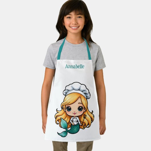 blond zeemeermin chef-kok personaliseren schort (Insitu)