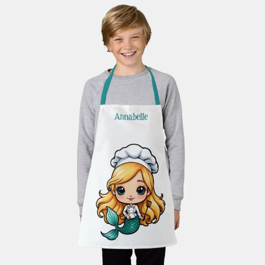  blond zeemeermin chef-kok personaliseren schort (Gedragen)