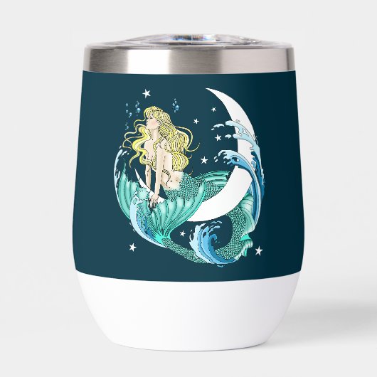 Blond Zeemeermin Maan Fantasy Art Deco (Voorkant)