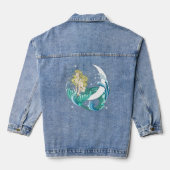 Blond Zeemeermin Maan Fantasy Art Deco Denim Jacket (Achterkant)