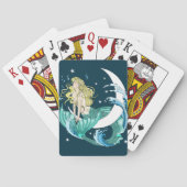 Blond Zeemeermin Maan Fantasy Art Deco Pokerkaarten (Achterkant)