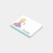 Blond zeemeermin met gepersonaliseerde zeepaardnaa post-it® notes (Schuin)