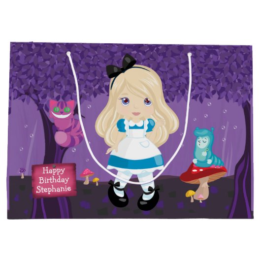 Blonde Alice avec Cheshire Chat Grand sac cadeau (Dos)