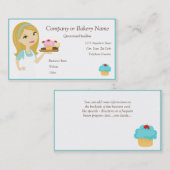 Blonde/Aqua Cupcake Baker/Bakkerij 2 Visitekaartje (Voorkant / Achterkant)