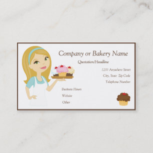 Blonde/Aqua Cupcake Baker/Bakkerij 4 Visitekaartje