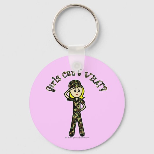 Blonde Army Woman Sleutelhanger (Voorkant)