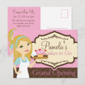 Blonde Baker Cupcake D12 Grand Opening Briefkaart (Voorkant / Achterkant)
