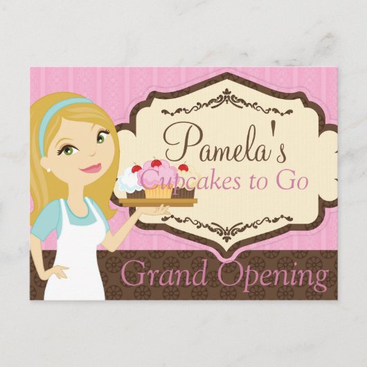 Blonde Baker Cupcake D12 Grand Opening Briefkaart (Voorkant)