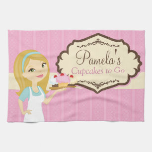 Blonde Baker Cupcake D12 keukenhanddoek 1