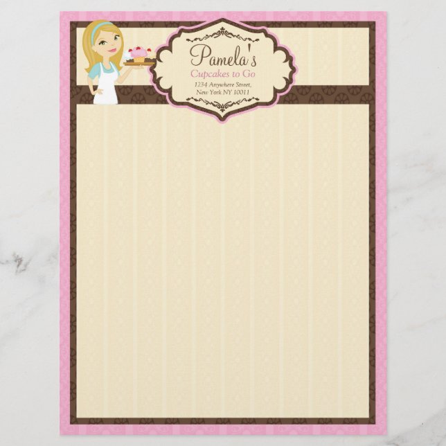 Blonde Baker Cupcake D12 Letterhead 2 Briefhoofd Ontwerp (Voorkant)