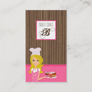 Blonde Baker op Pink Brown Cup Cakes Visitekaartje