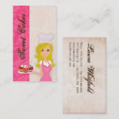 Blonde Baker sur Pink Brown Cakes Carte de visite (Devant / Derrière)
