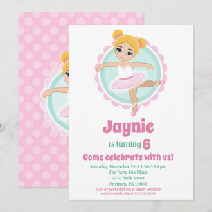 Blonde Ballerina Ballet Dancing Birthday Party Kaart
