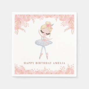Blonde Ballerina in Witte Jurk Bloem Verjaardag Servet