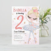 Blonde Ballerina Invitation de fête d'anniversaire (Debout devant)