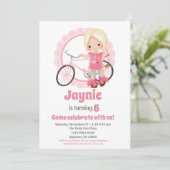 Blonde Bicycle Girl Anniversaire Invitation (Debout devant)