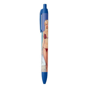 Blonde Bikini Beach Babe Zwarte Inkt Pen