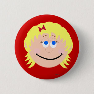 Blonde Blue Eyed Girls Face KAPSKIDS Button Badge