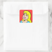 Blonde bombshell Comic Strip Vierkante Sticker (Tas)