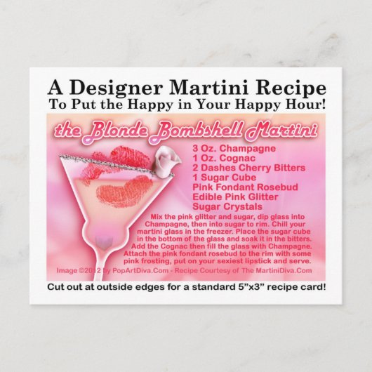 Blonde Bombshell Martini Recipe Briefkaart (Voorkant)