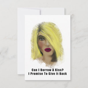 Blonde Bombshell-vrouw leent een kus
