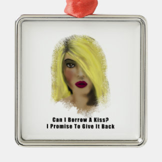 Blonde Bombshell-vrouw leent een kus Metalen Ornament